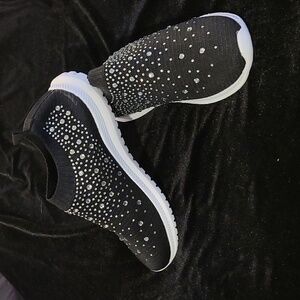 Rhinestone embellished sock sneakers